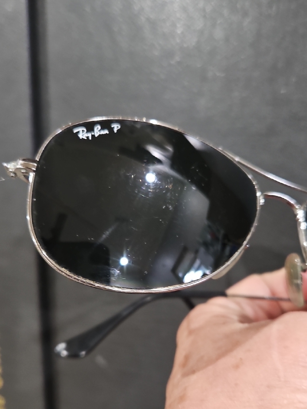 Ray-Ban Polarized Aviator Cockpit Sunglasses in Black and Silver Gradient - Picture 5 of 6
